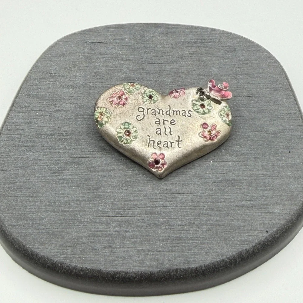 GAIMO Grandmas Are All Heart Floral Rhinestone Butterfly Heart Brooch Pin Gift